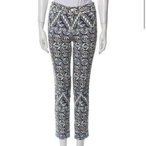 Tory Burch Pants Women’s 25 Riviera Blue Acoma Cropped Skinny Geometric